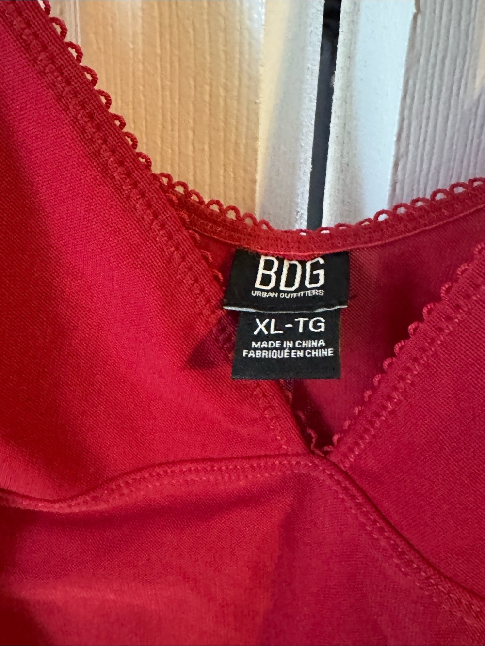 BDG Red Sheer V-Neck Camisole with Adjustable Straps - Picture 2 of 5